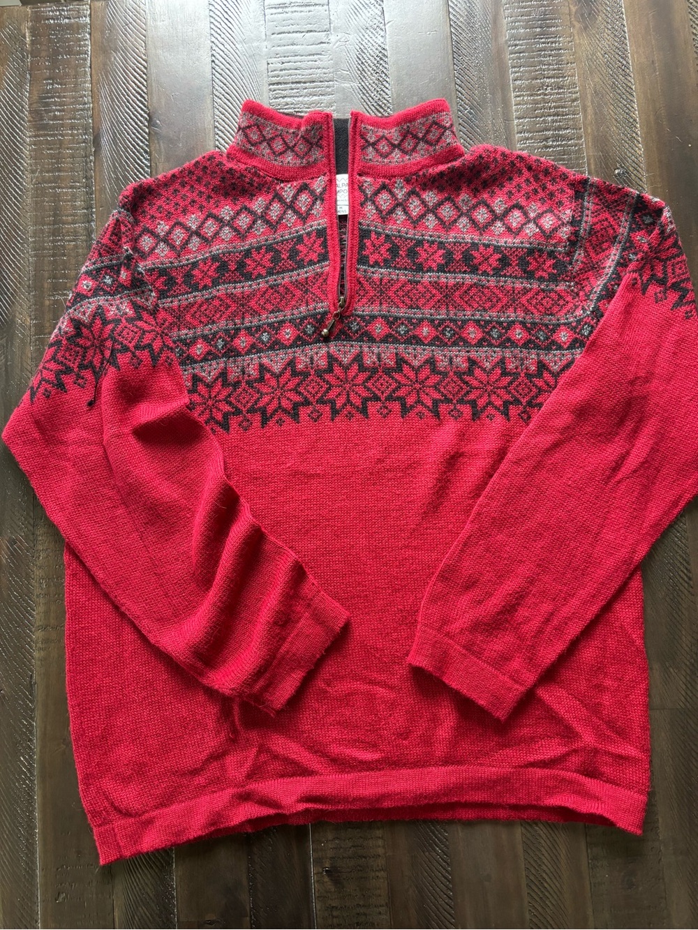 Men's Red Nordic Zip-Front Sweater
